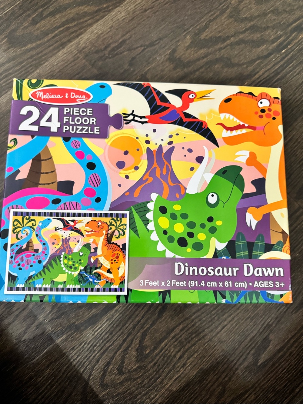 Melissa & Doug Bright Multicolor Dinosaur Dawn 24-Piece Puzzle